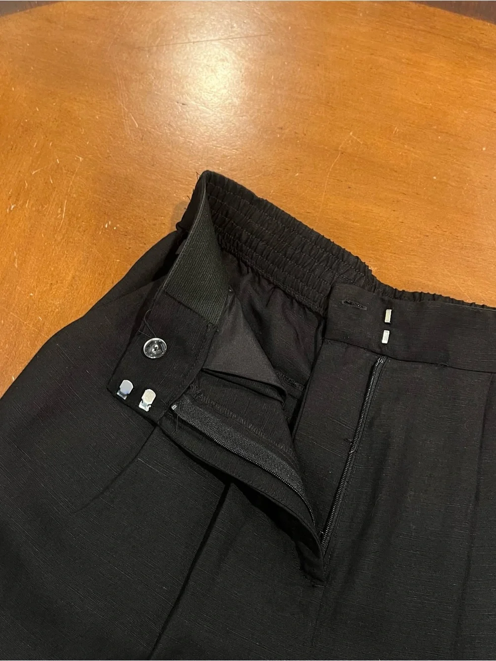 NWT H&M Women’s Linen Blend Pleated Wide Leg Trousers Black US 2 High Waisted